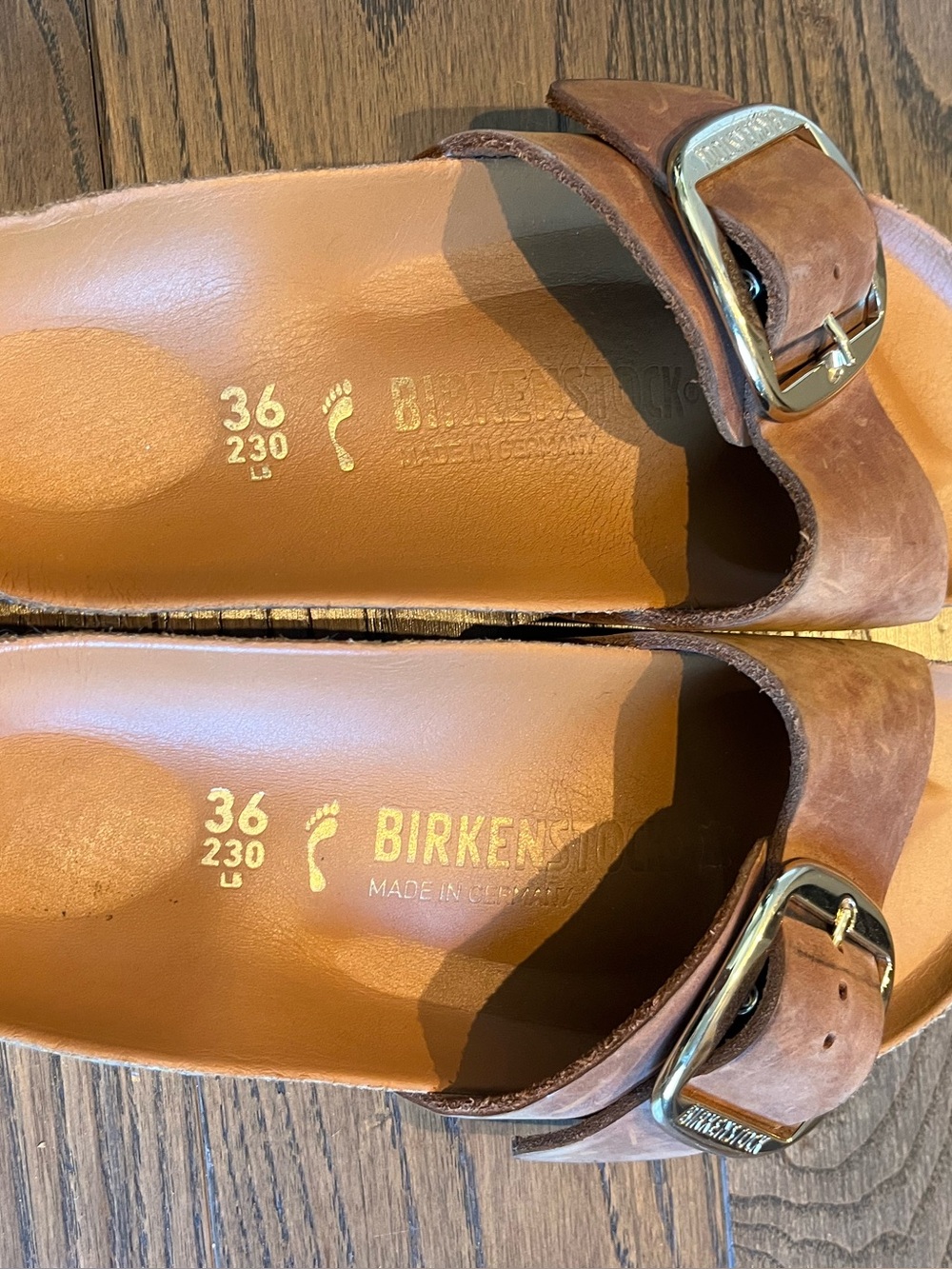 Birkenstock women’s Tan Leather Madrid Slide Sandals
